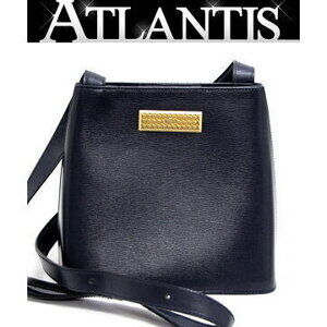 Christian Dior Shoulder Bag Navy Blue Leather